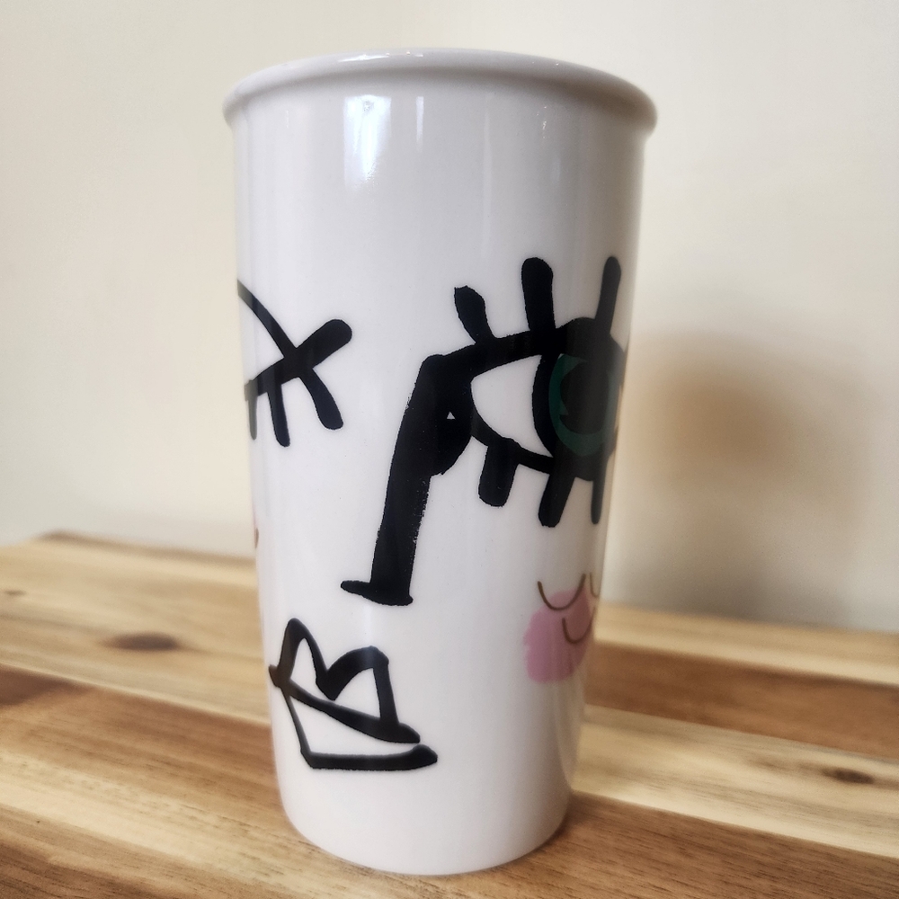 Starbucks 2014 Winking Eye Mermaid Siren Face Ceramic Coffee Mug Travel Tumbler